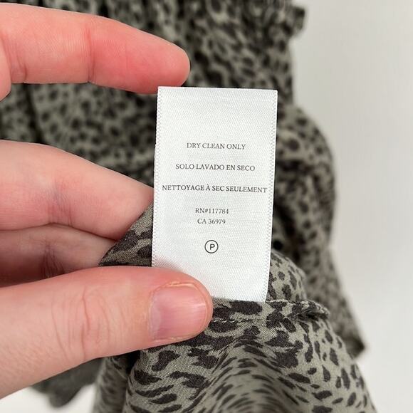 Rails Karla Olive Lynx Smocked Waist Flouncy Tiered Lightweight Mini Dress - XS - Picture 12 of 15